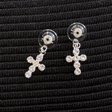 Cross charm earrings earring jacket