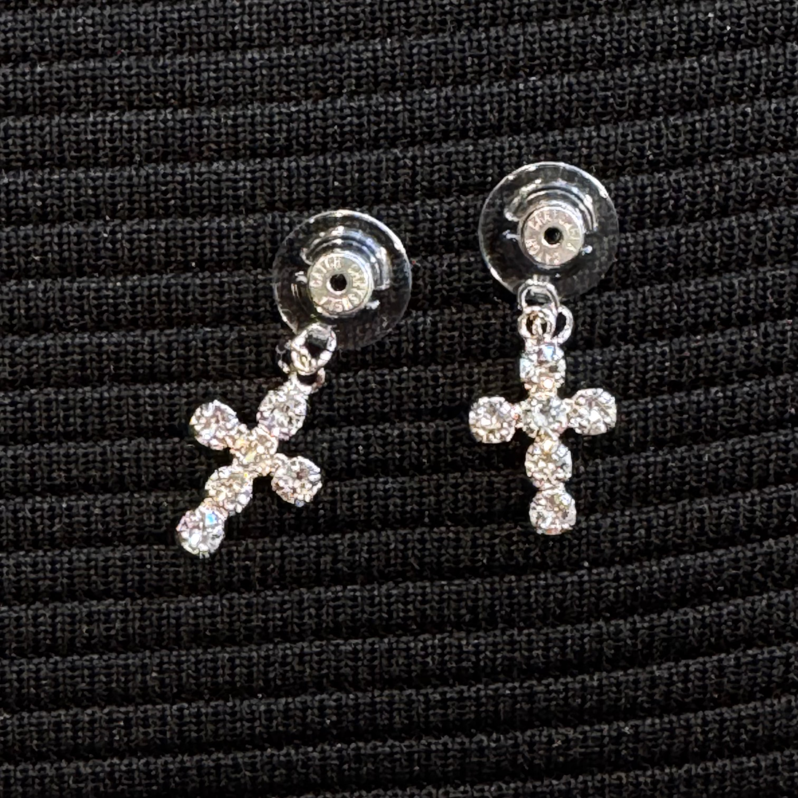 Cross charm earrings earring jacket