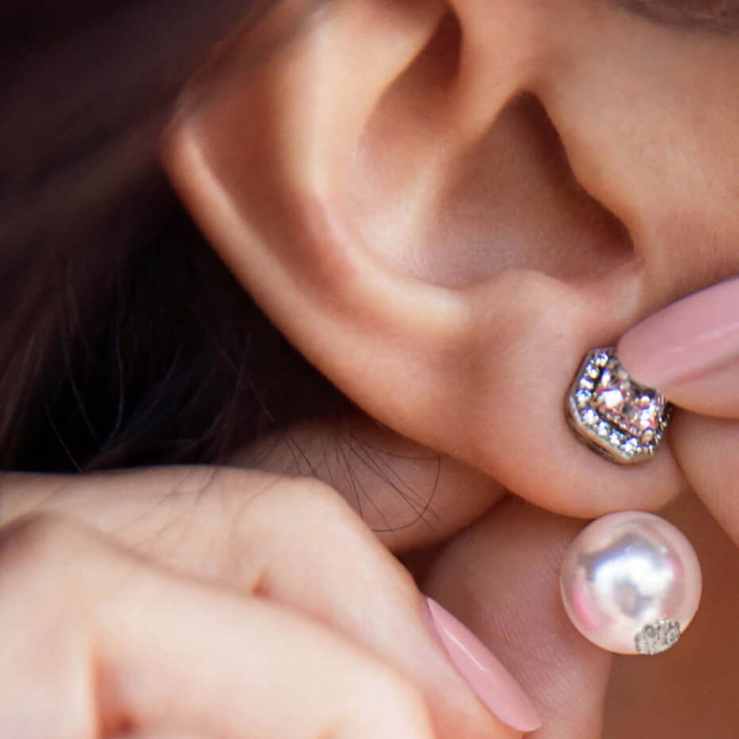 Model wearing Chrysmela Duchess Earring Backs