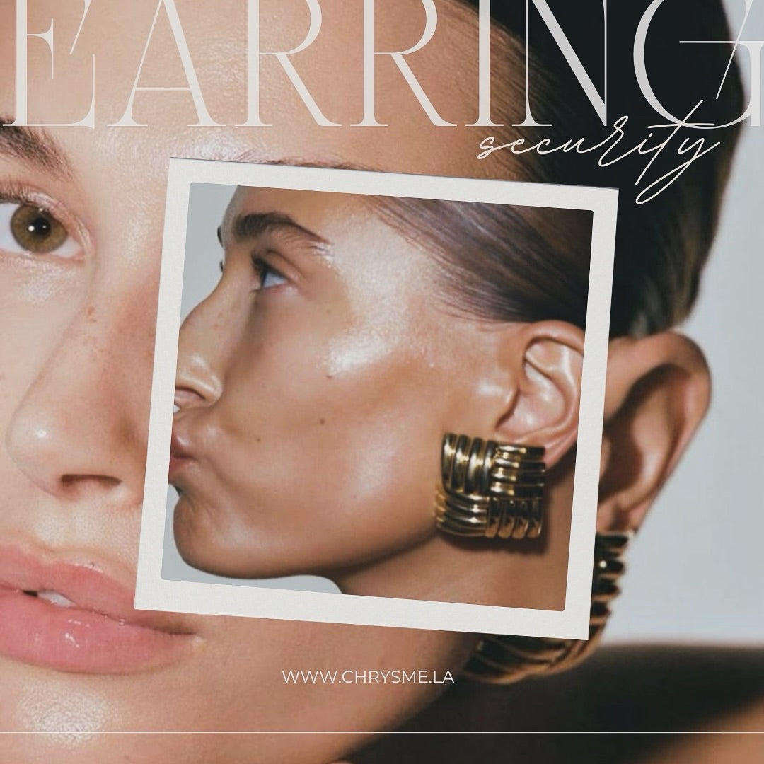 Hailey Baldwin wearing heavy earrings, earring security