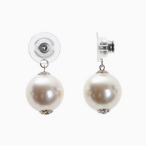 gorgeous Swarovski white pearl jackets powered by Chrysmela's locking back add glamour to diamond studs, and any other earrings you have to expand your earring wardrobe infinitely instantly .  It's not rigid but slightly moves as you move, adding charm to your ZOOM meeting outfit